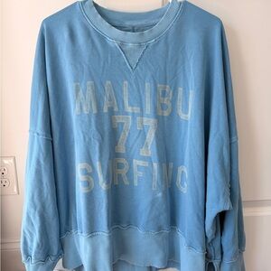 American Eagle Outfitters Blue Malibu Surfing Crewneck Sweater